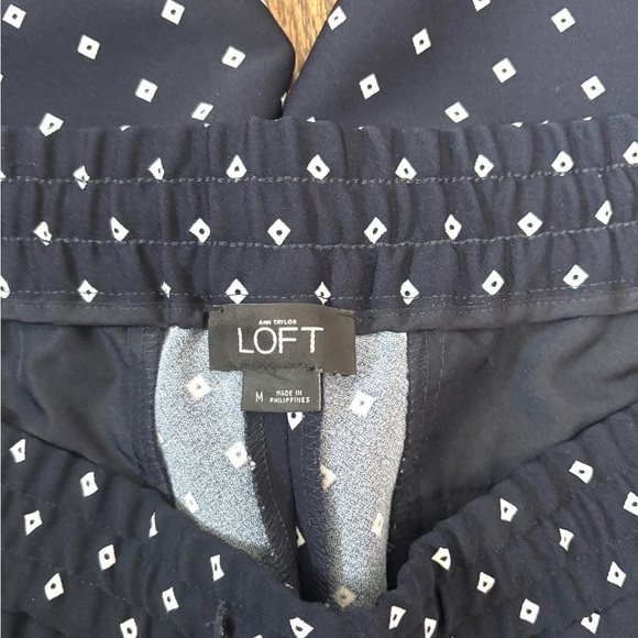 Ann Taylor LOFT Wide Leg Ankle Pants Navy Nautical Preppy Pull On - Picture 6 of 7